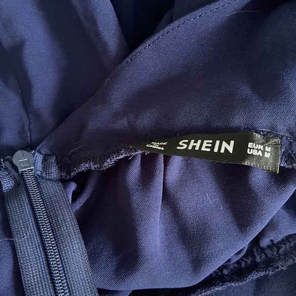 Shein Ruffle Hem Knotted Backless Cami Dress | Blue | Size Medium - Picture 10 of 11